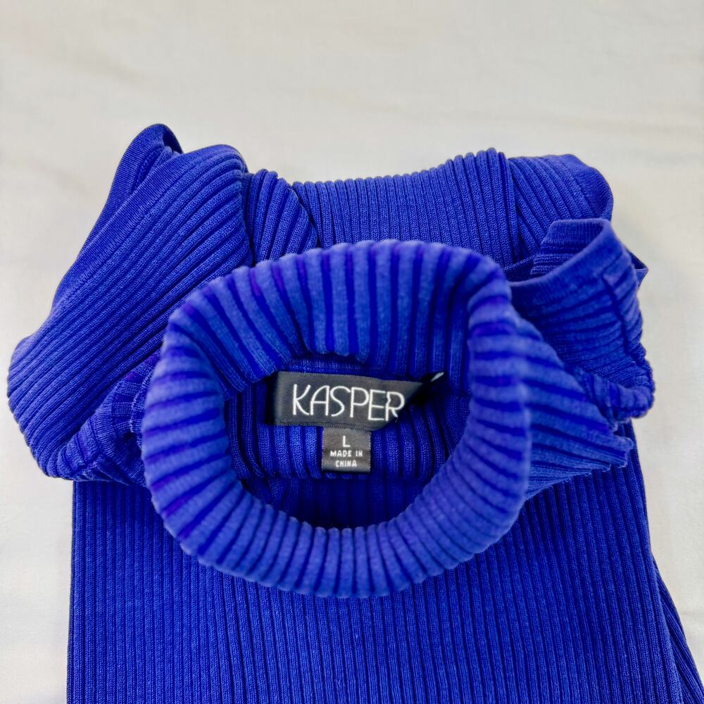 VTG Kasper Silk Cotton Top Blue Women’s Large Dopamine Dressing Longline Y2K 90s - Picture 4 of 11